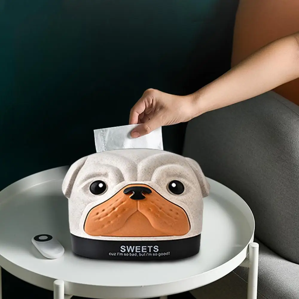 Мультяшная коробка для салфеток Bulldog откачивающаяся бумажная дома гостиной ванной туалета многоразовая бумага держатель