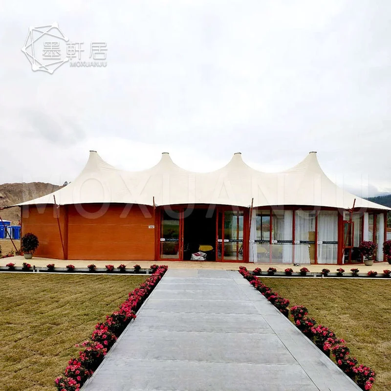 Wind Resistant Luxury Multi-Peak Family Glamping Safari Tent for Meeting Room