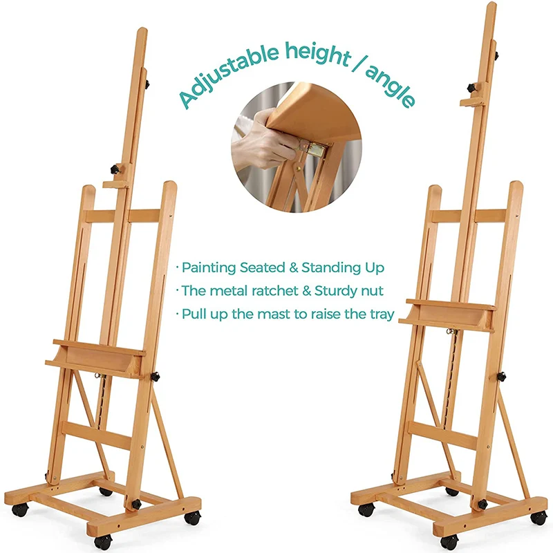 Bview Art 190cm Durable Wood Foldable Wooden Sketch Easel Artist Painter Stand Floor Drawing Display