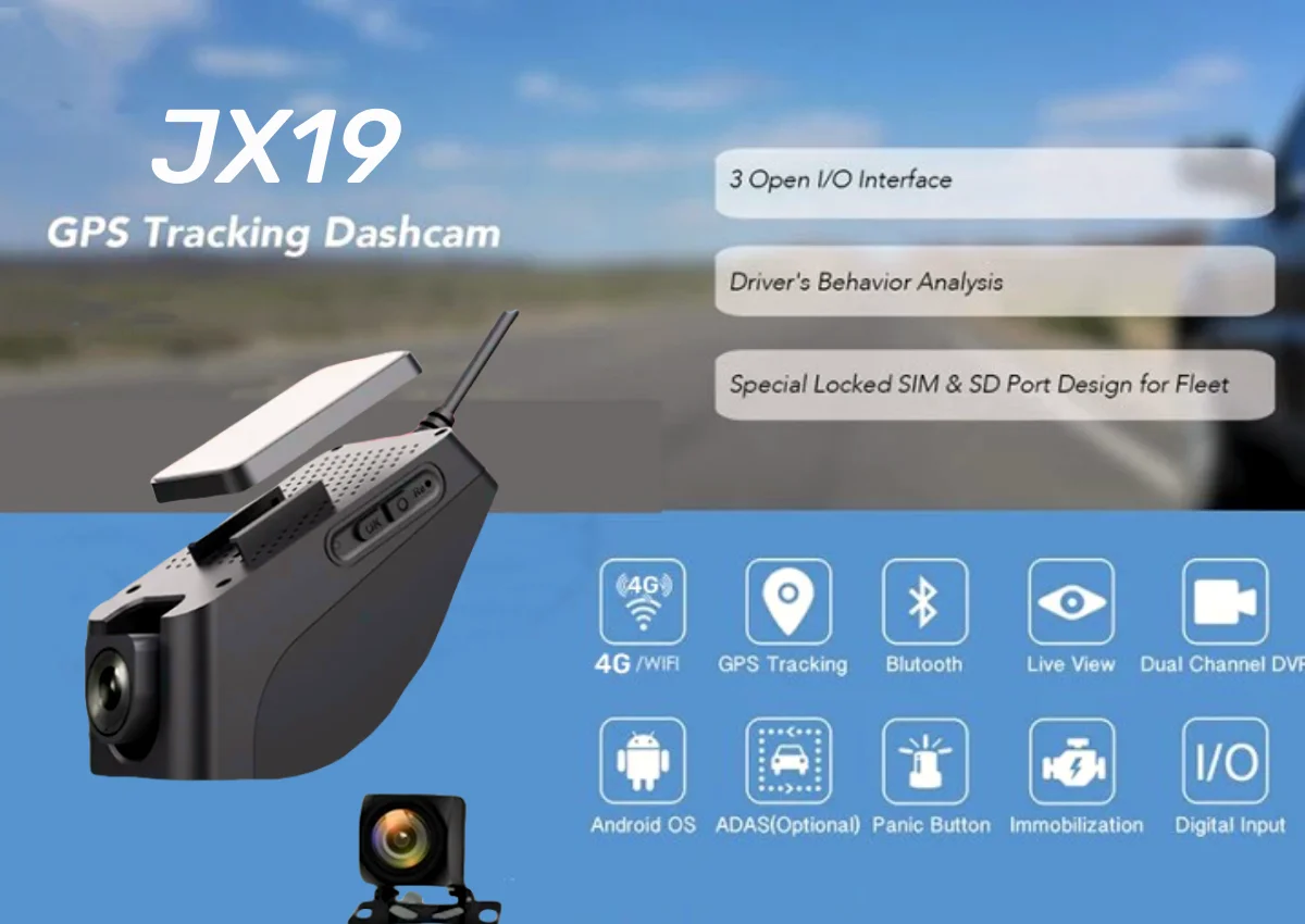 JX19 4g gps division camera 4G remote video AI dashcam with sim card gps tracker software tracking platform