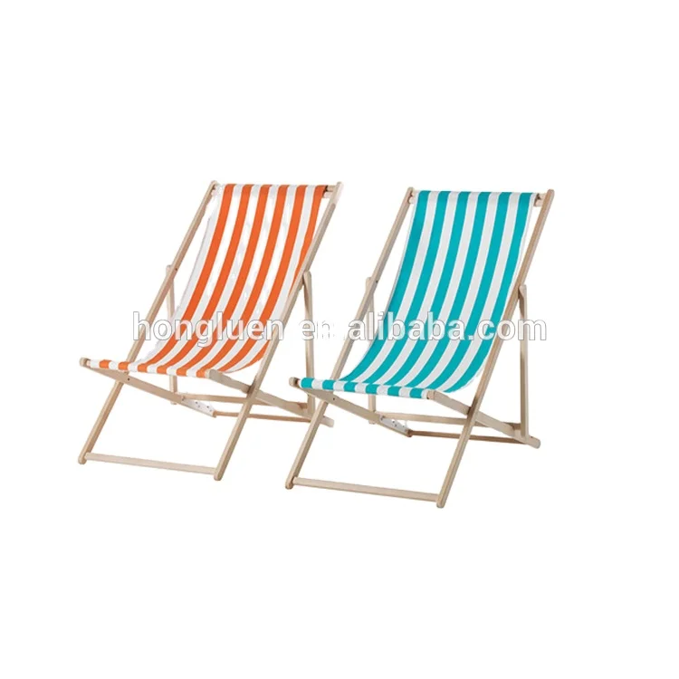 
Wholesale Portable Wood Canvas Folding Beach Chair Deck Chair 
