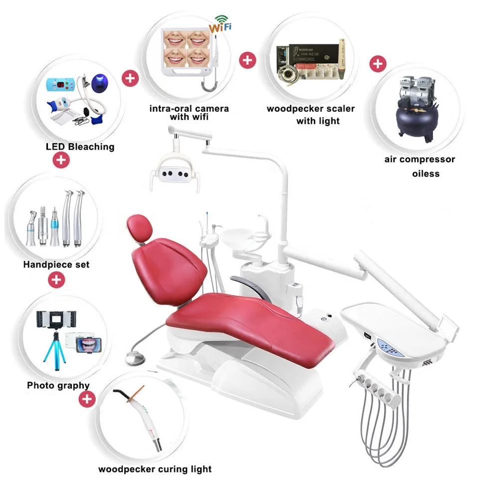Portable Dental Chair with Imported Motor Rotatable Main Box Made of Plastic and Metal Factory-Priced for Dental Clinics