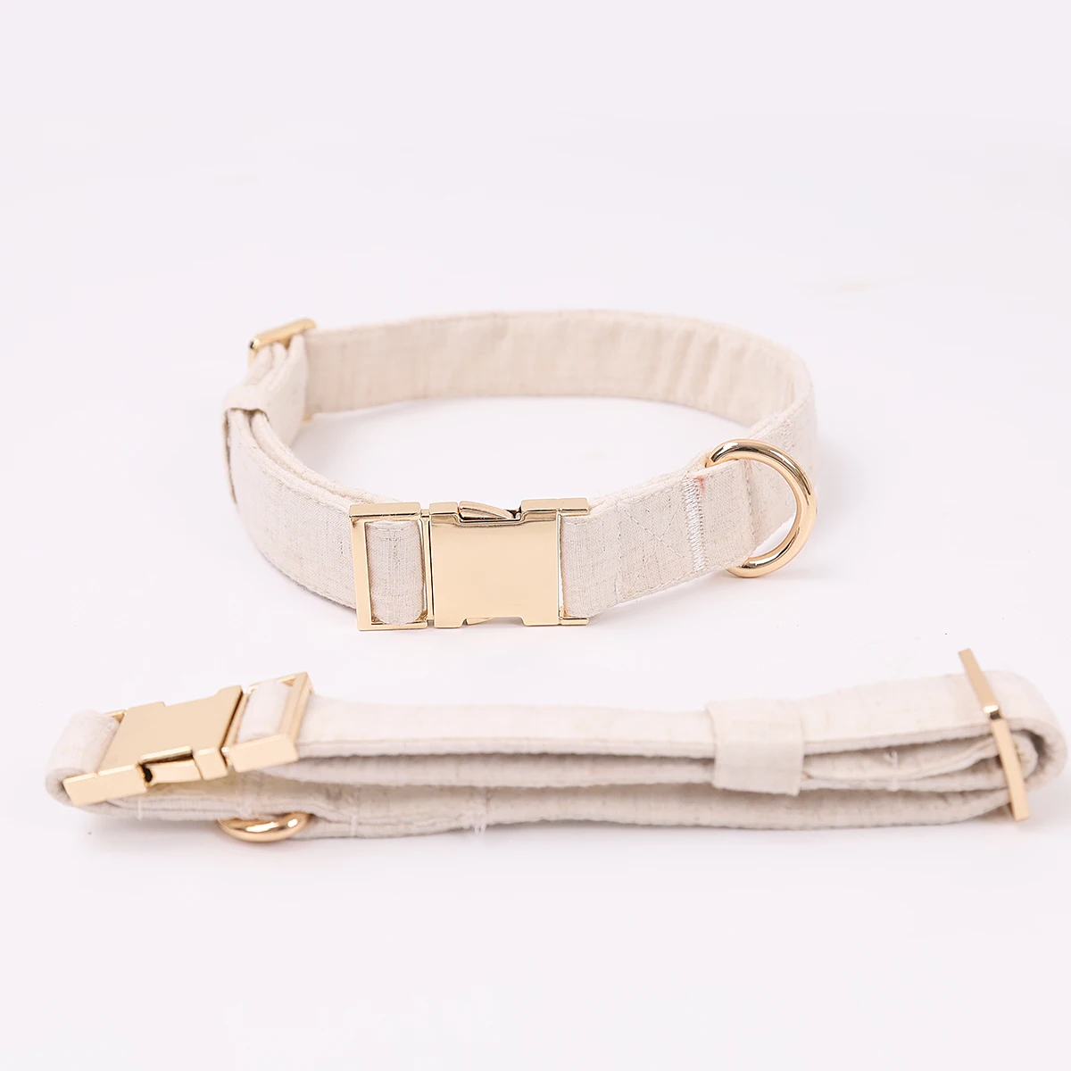 Hemp dog lead collar set ,Nature linen puppy collar set leather