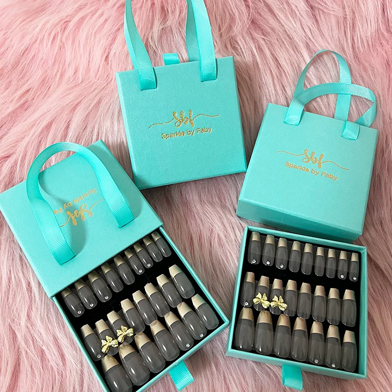 Искусственные накладные палец длинные ногти пресс для ногтей, для нанесения с помощью клея упаковка по индивидуальному заказу накладные ногти