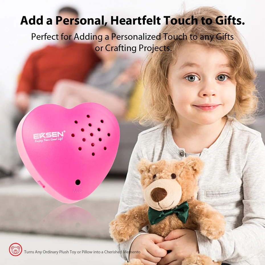 Mini Heart-Shaped Voice Recorder, Creative Programmable Sound Buttons 30 Seconds Recording for Plush Toy Stuffed Animals Dolls.