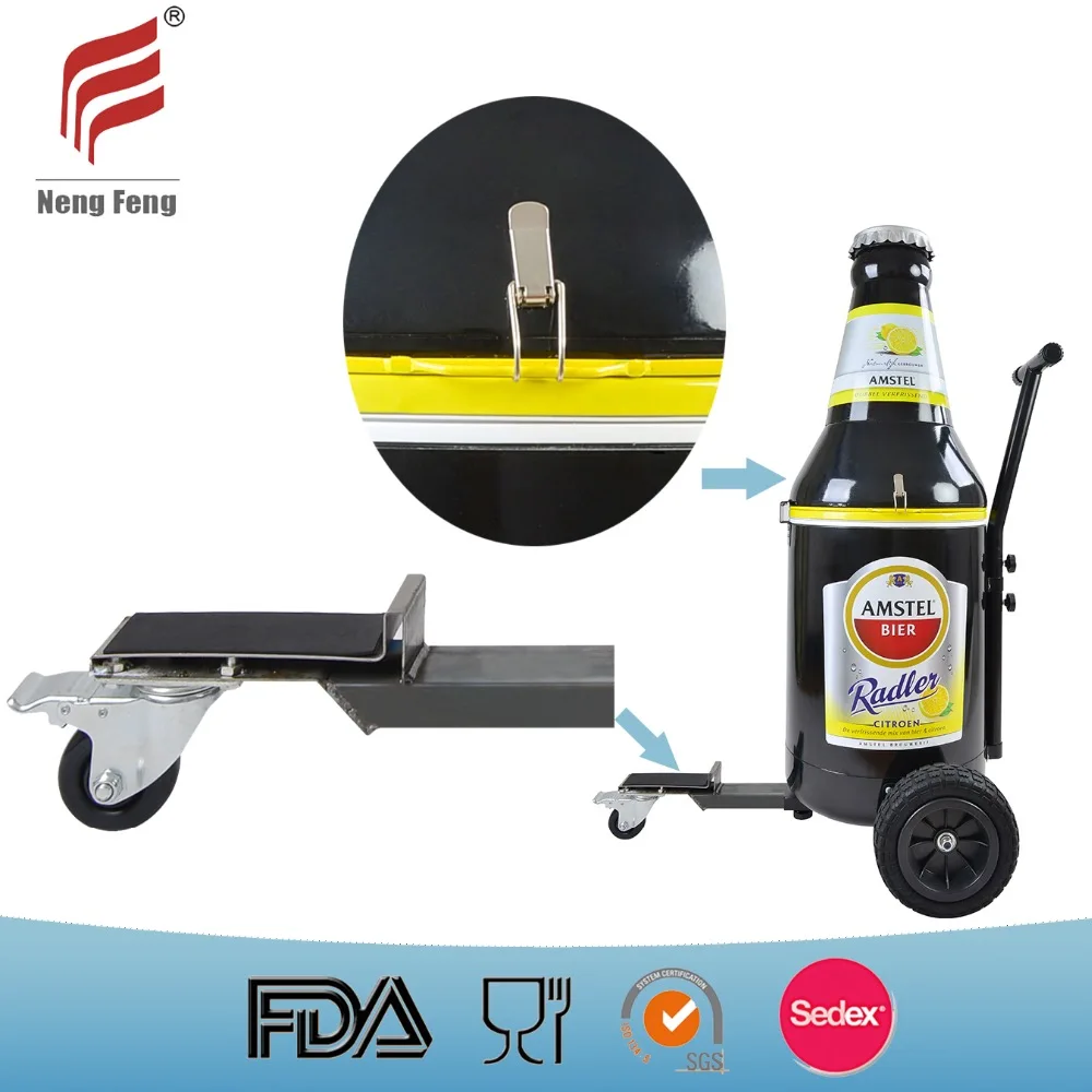 2022 ice bucket  Outdoor Heavy duty Commercial Portable Trolley Barrel Offest Charcoal BBQ Grill Smoker cooler box with wheels