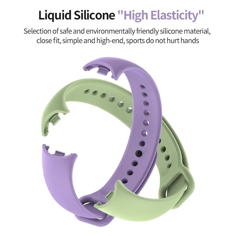 HMJ wholesale new silicone smart watch band belt sport wristband strap bracelet For xiaomi mi band 8 strap