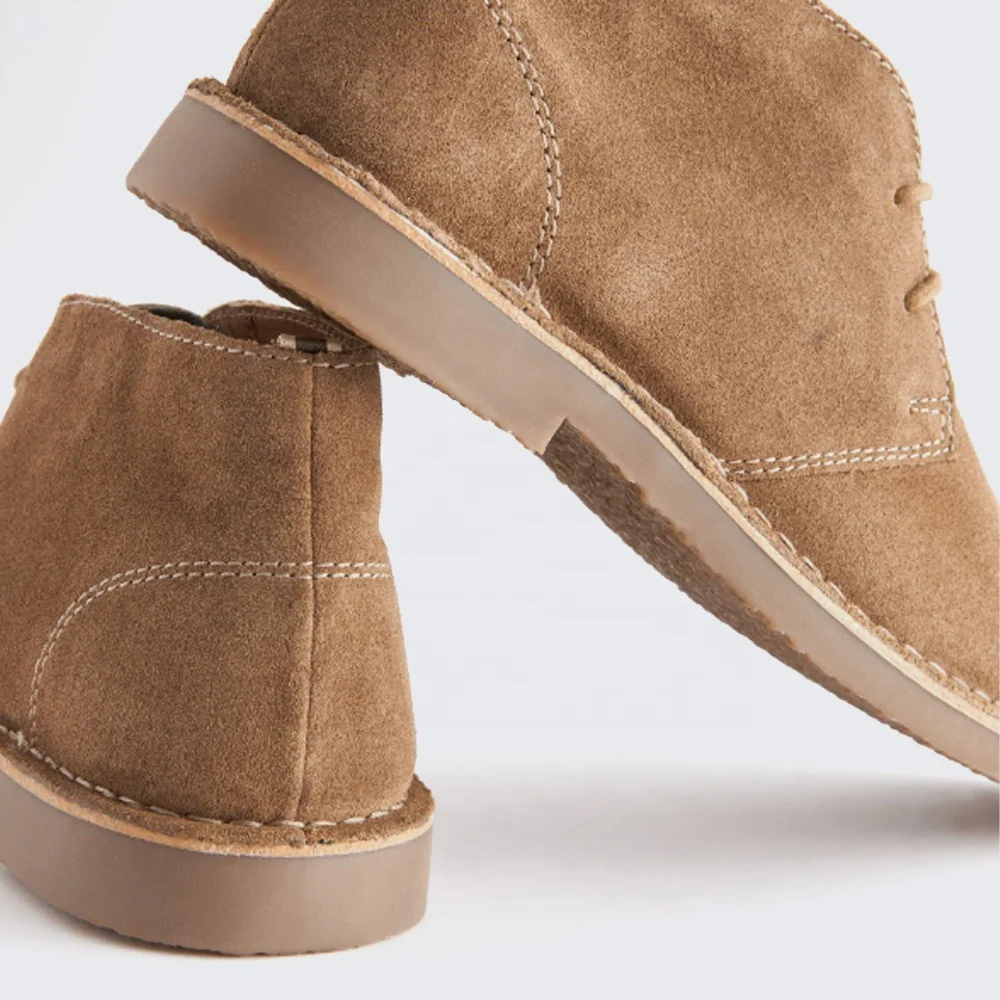 LANCI wholesale shoe factory custom suede chukka boots genuine leather ankle desert boots with logo for men