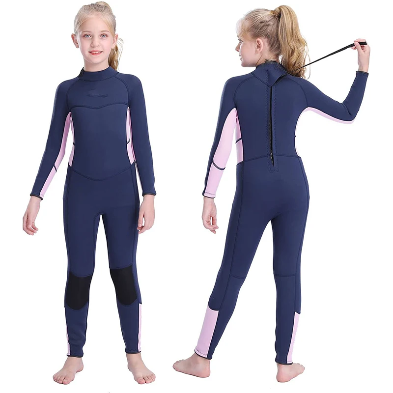 Kids Wetsuit for Boys Girls 3mm Neoprene Fullsuit Back Zip for Toddler Water Aerobics Diving Boating Snorkeling Surfing Swim