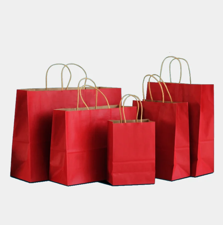 Customized Wholesale China red eco-friendly kraft paper bags