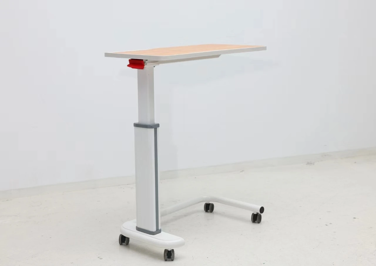 Hospital bed tray movable adjustable height dining overbed manual lifting laptop computer abs overbed table