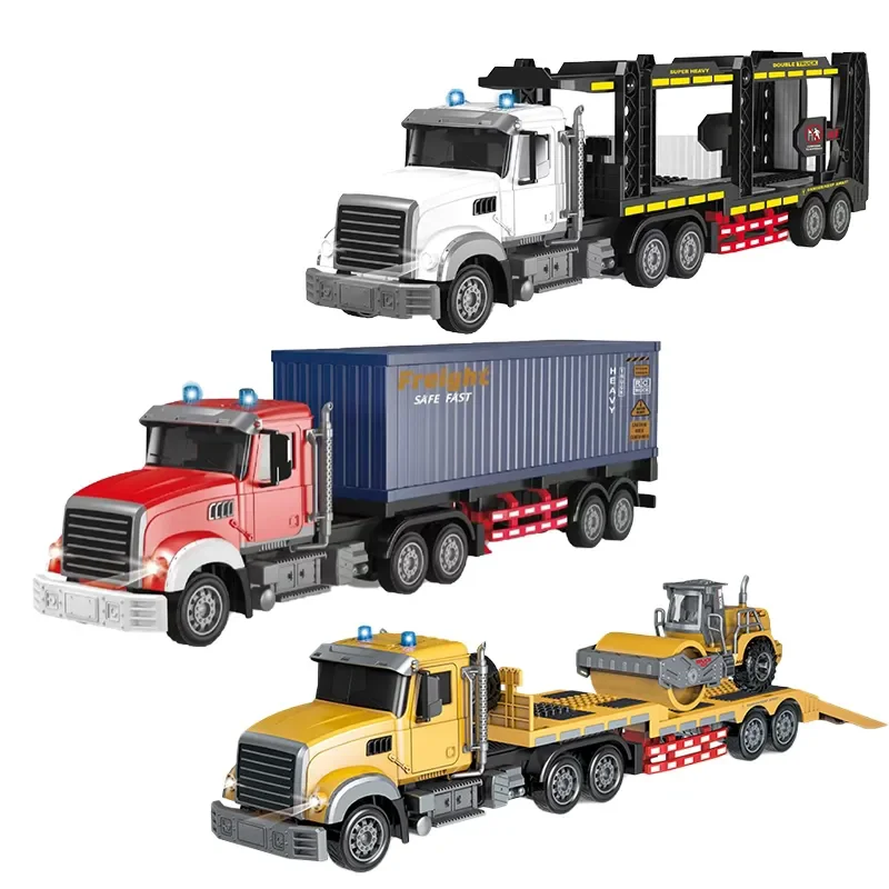 2.4G Toys Extra Large 1/24 R/C Detachable  truck action trucks flatbed truck toys Six-Wheel Lighting Music Trailer Transporter