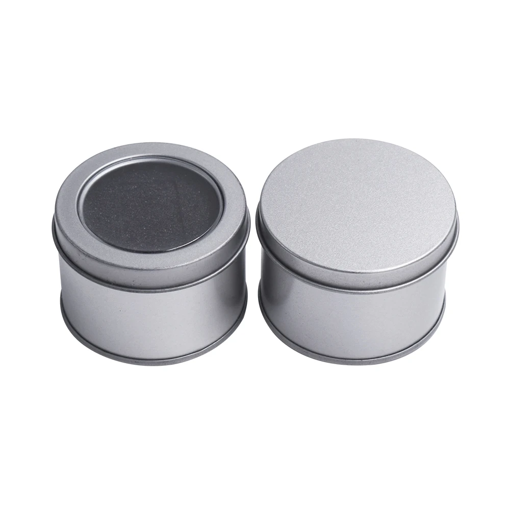 Custom Printed Embossed Mini Round Storage Tin Can With Pvc Window