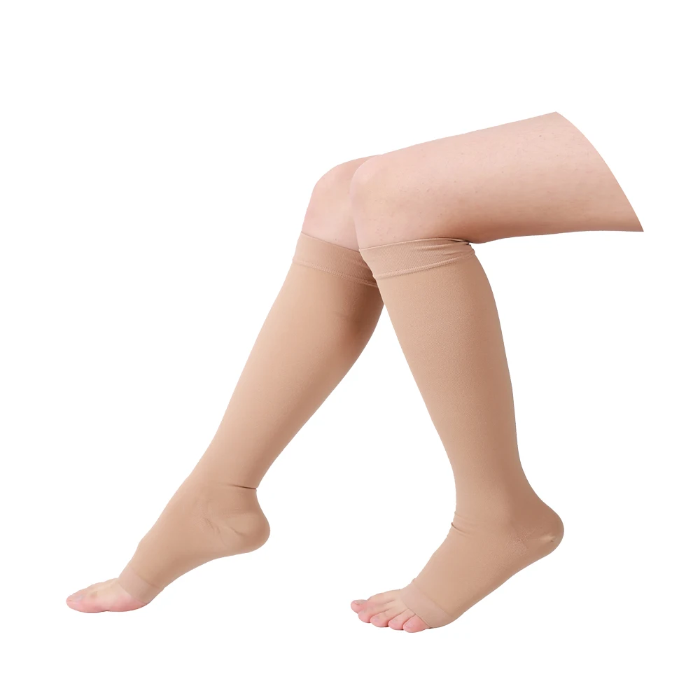 Knee High Open Toe Medical Compression Socks  for Varicose Veins 15-21mmhg Medical stocking