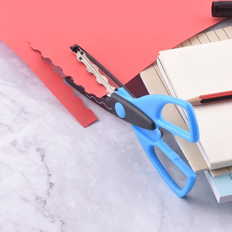 hot sale kid student abs handle craft decorative scissors stainless steel paper and leather scissors