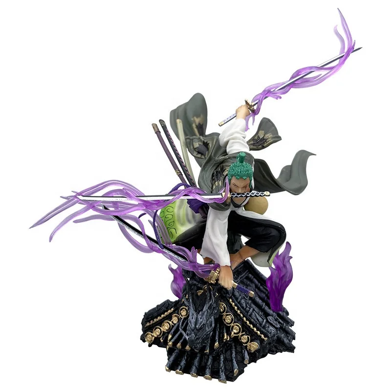 22 CM ONE PIECE Anime Figure ONE PIECE Rooftop Battle Sauron Statue Roronoa Zoro GK Kimono Ver. PVC Action figure GT Toys