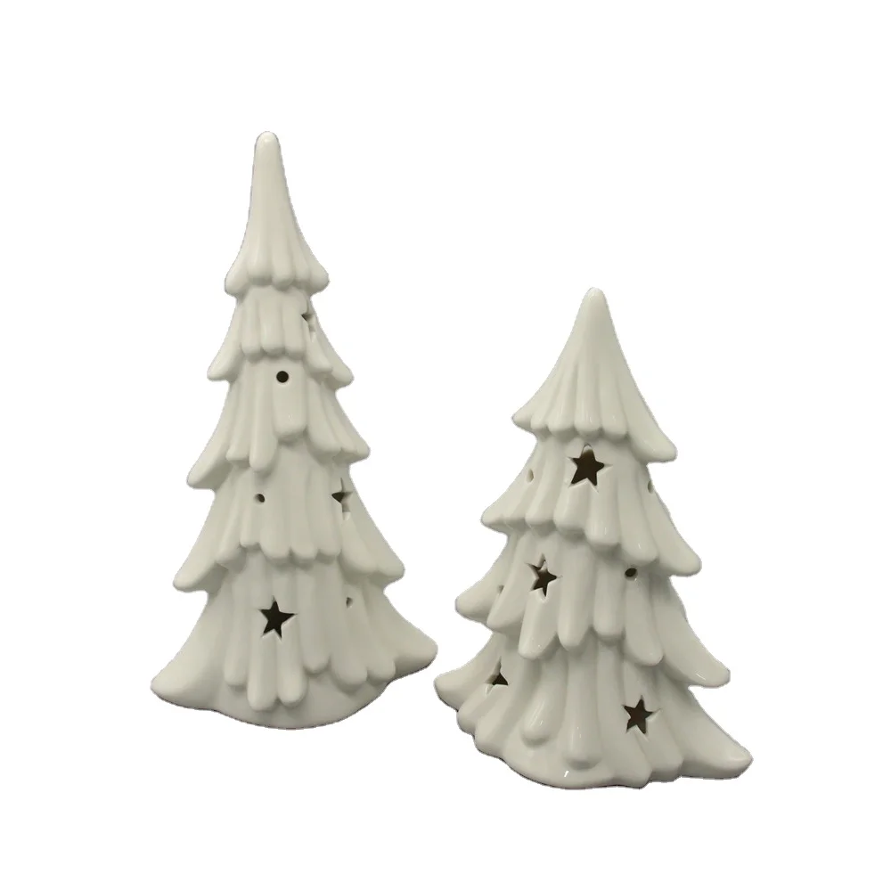 Современная керамическая елка со светодиодной подсветкой, украшение для рождественской елки, праздничное украшение