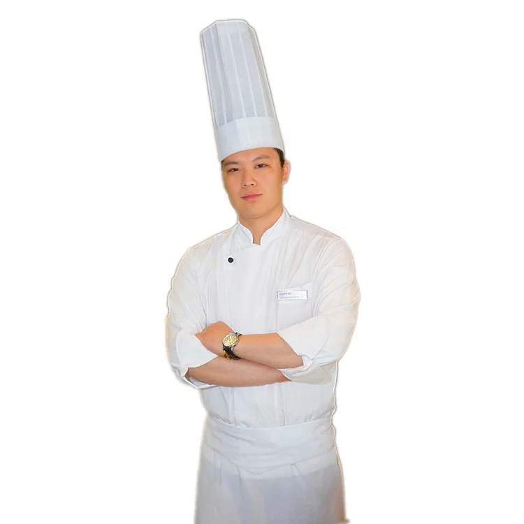 White Polyester Cotton Single-breasted French Italian Chef Uniform  Custom Coat