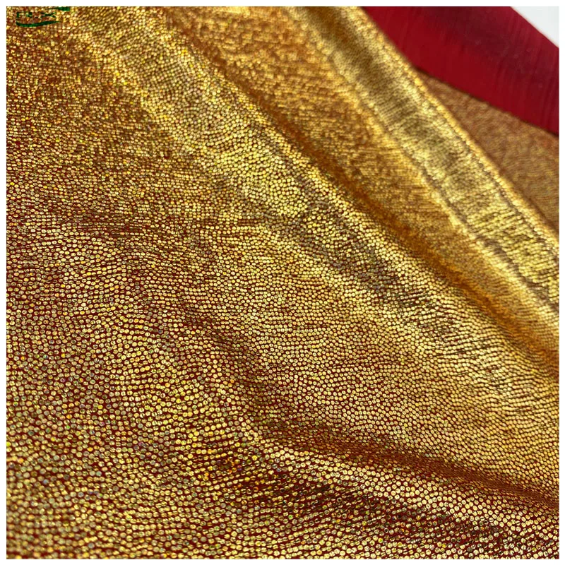 Custom wholesale high quality polyester metal Gilding liquid metallic plain shiny silky glittering satin fabric for dress