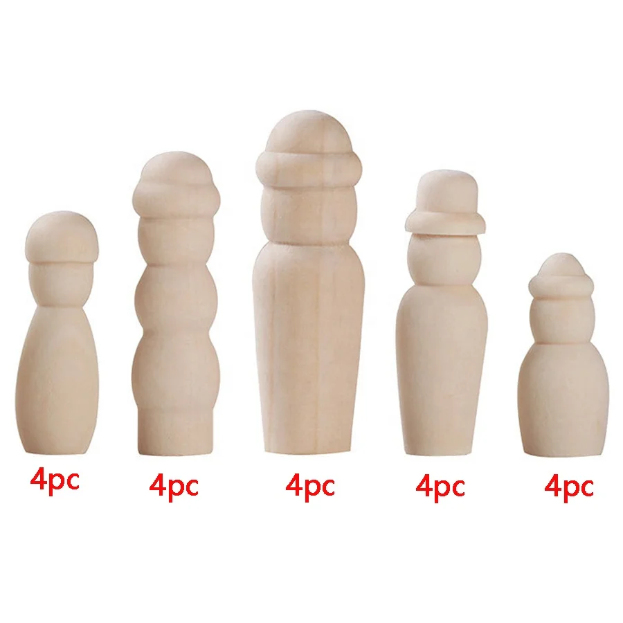 Wooden decoration figures peg people family angel dolls unfinished craft kits for kids diy kit handmade arts and crafts