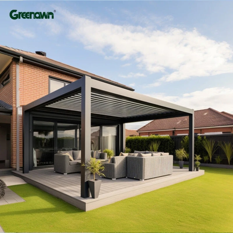Customized Electric Louvred Roof Gazebo Strong Winds Metal Pergola Bioclimatic aluminum pergola louver