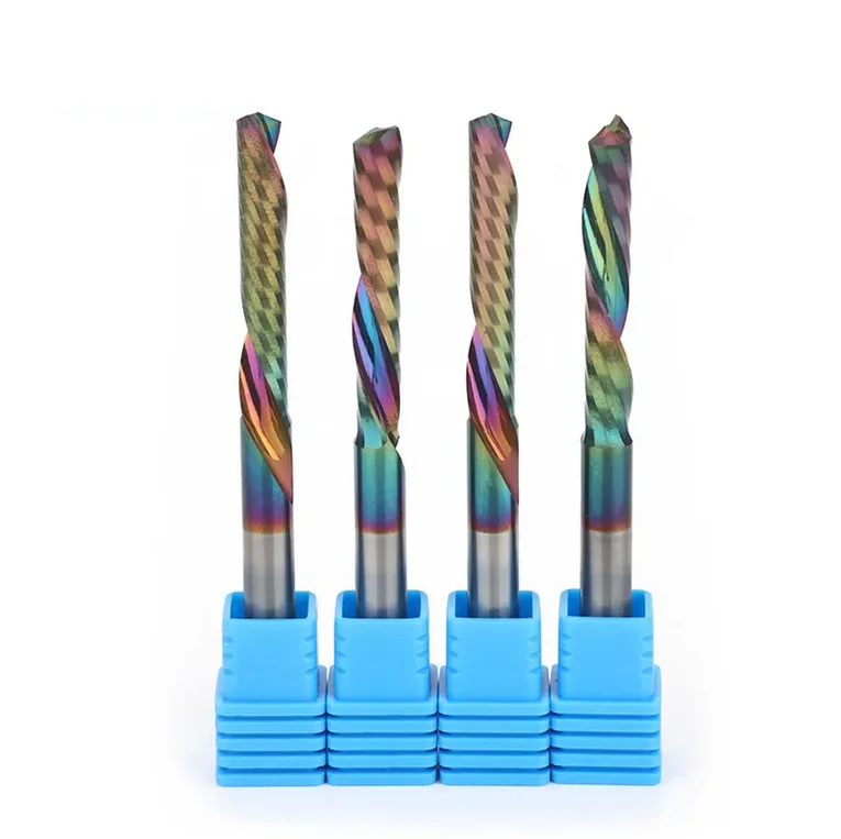 Cemented Carbide 1 Flute CNC End Mill With DLC Coating Wooden Router Bits Coatings