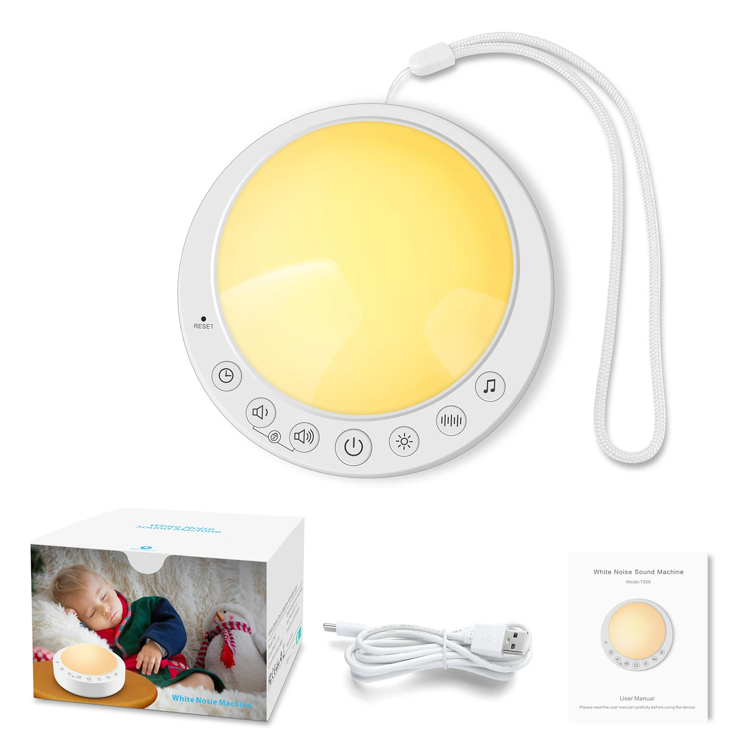 Witte Ruis Apparaat 16 Soothing Soundtracks Travel mini multi sound white noise apparaten met nachtlampje