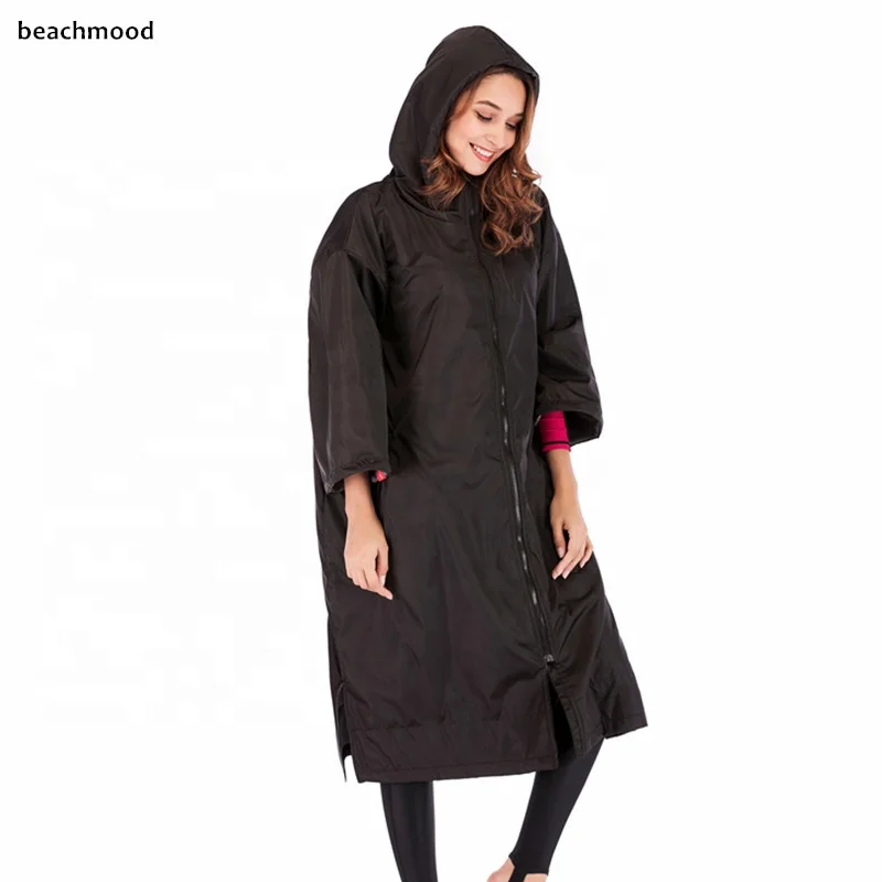 
 Зимнее теплое флисовое водонепроницаемое мужское пончо с капюшоном и подкладкой из микрофибры  