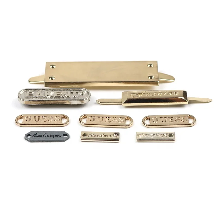 Round gold and gun metal alloy logo hang tags labels for jeans clothes