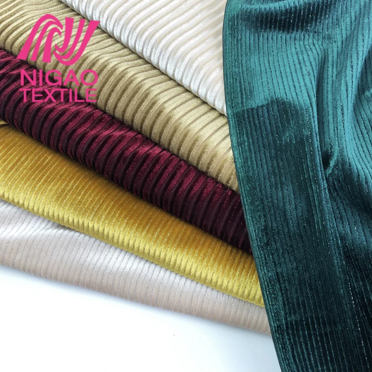 Designer clothes winter fashion Classic vertical pattern jacquard velvet fabric Comfortable Spandex Fabric for Garments Trousers