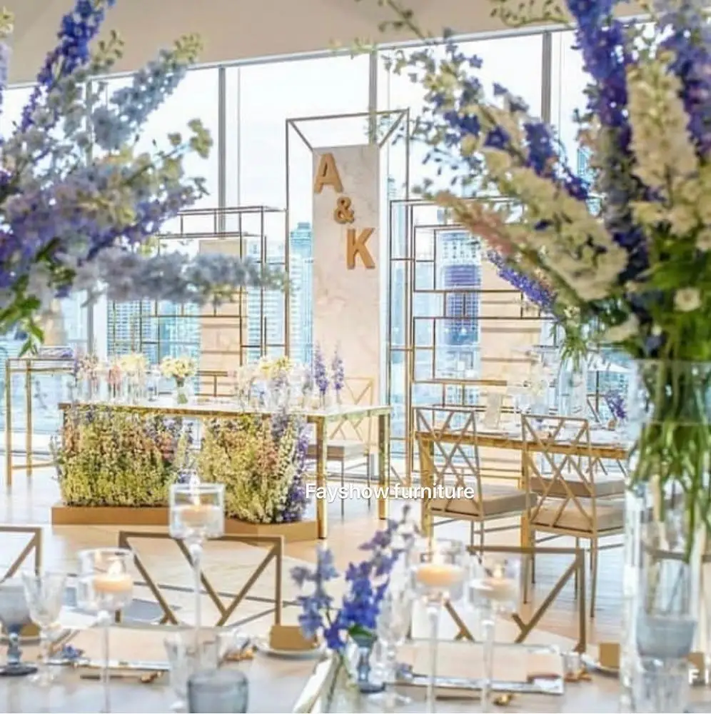 Wholesale Gold Metal Wedding Chair Cross Back Steel Wedding Chair