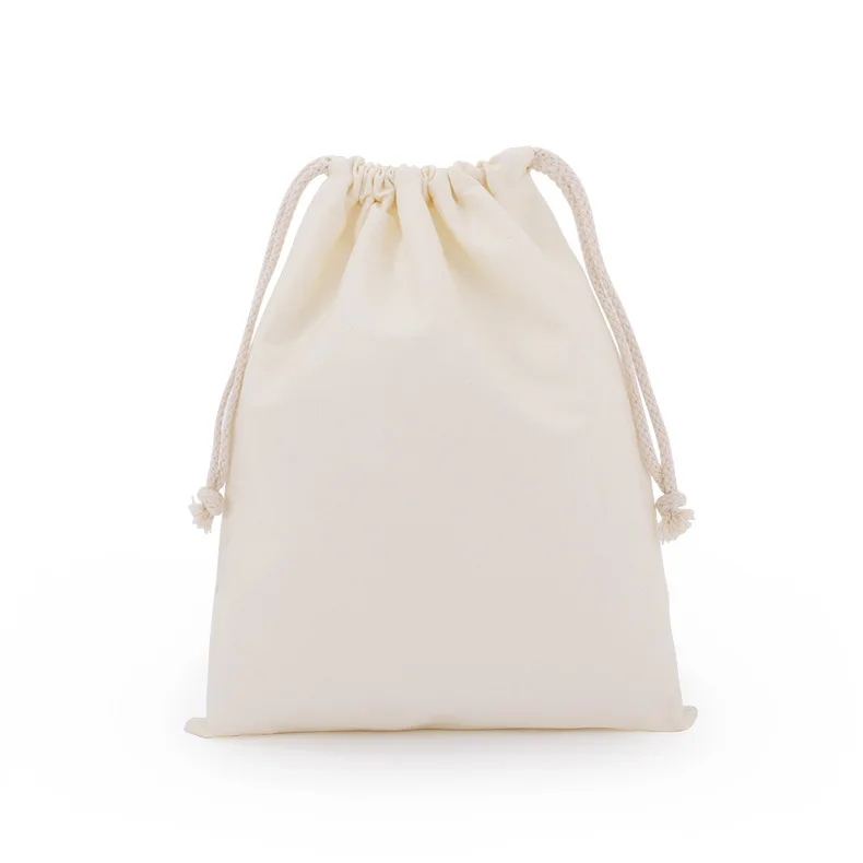 wholesale logo Reusable lien Cotton Canvas Drawstring Bags, Muslin Grocery Organic Dust Bag For Wedding Party Gift Packaging/