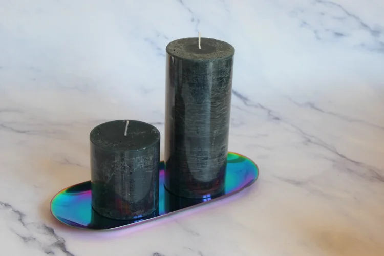 Custom Logo Manufacturer 8 Inches Decoration Bulk Marble Black Pillar Candle Scented