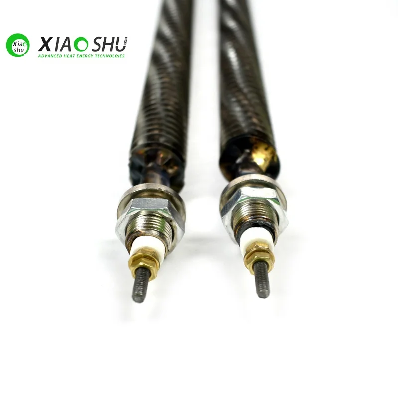 XIAOSHU 230v 500w 1500w 494mm Length Stainless Steel 304 Air Tubular Finned Heater With M14 Screw Connection