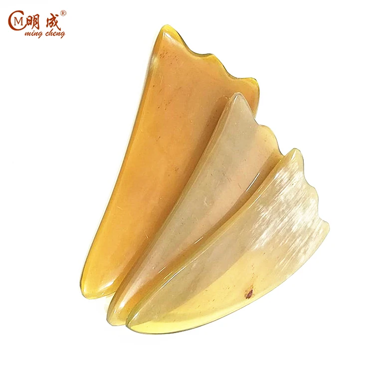 Quality white horn double groove triangle scraping tablet facial back scraping plate health and beauty guasha massage tool set