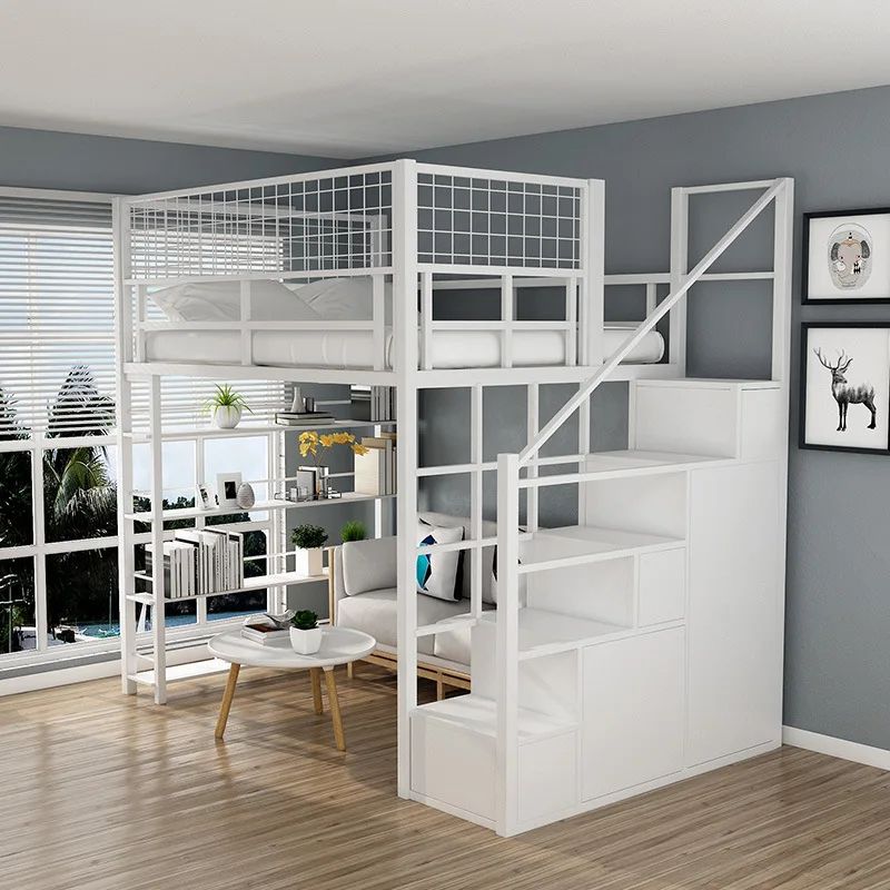 Bedroom Bed Hostel Bed Adult Loft Bed Bedroom Furniture with Stairs Metal Steel Latest Modern Customized Bedroom Sets 25-30 Days