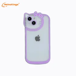 Factory price cartoon Hello Kitty Painted Lens Back Cover for clear new design phone case for iphone 13 12 11
