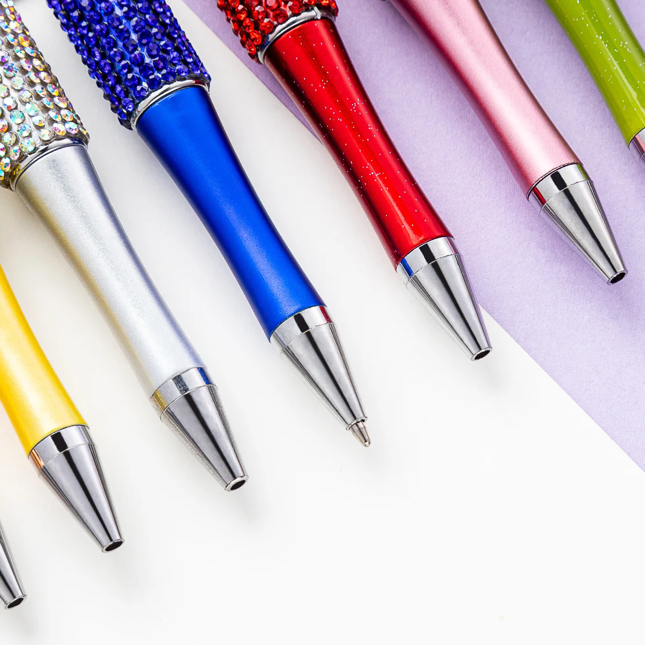 DIY Rhinestone Plastic Beadable Pen Refills Black Ink Smooth Writing Pen Refills Beaded Ballpoint Pen for DIY PPL Gift