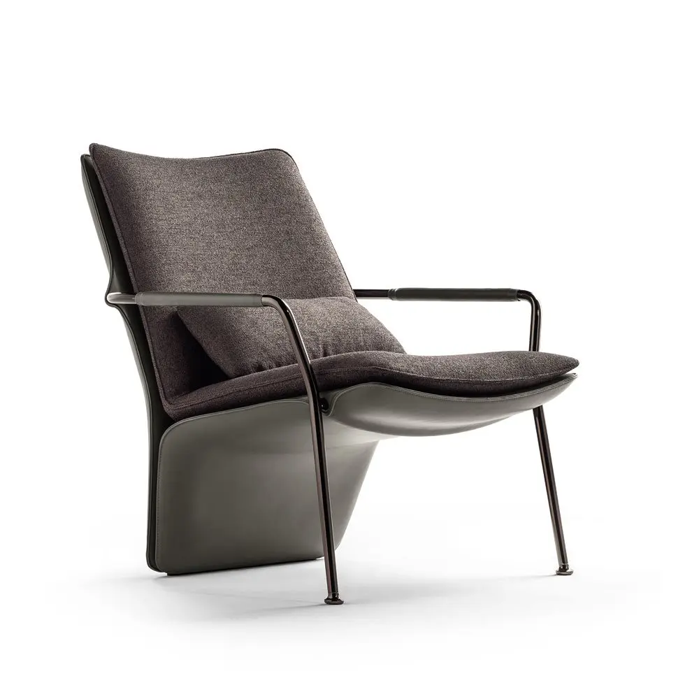 Nordic simple small living room bedroom iron deck chair design glass steel modeling comfortable lazy leisure chair