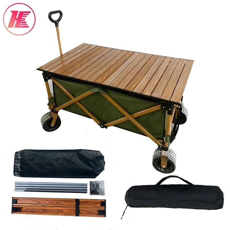 Outdoor Foldable Picnic Camping Wagon Camping Cart Kids Wagon Portable Beach Trolley Cart For Outdoor Garden Beach