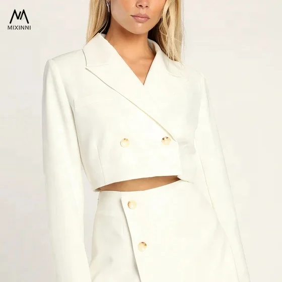 MXN T702 women short  solid color suit,sexy summer crop top two piece set clothing,blazer set for women