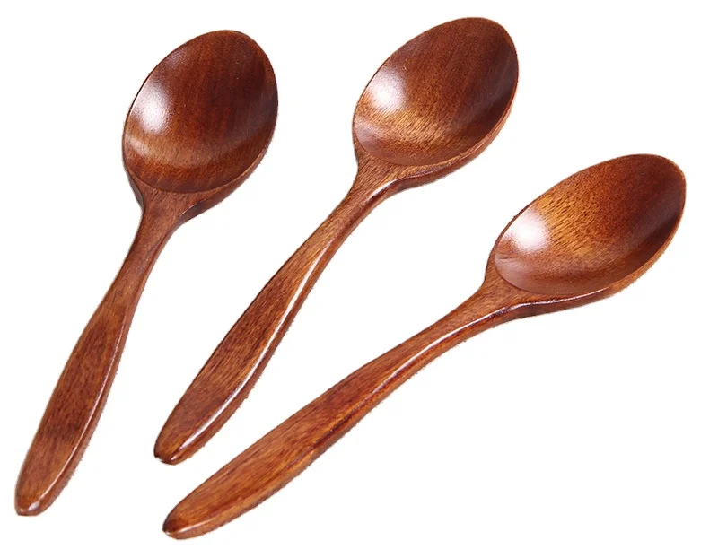 Japanese bend spoon soup honey spoon 18cm wave wooden spoon wholesale