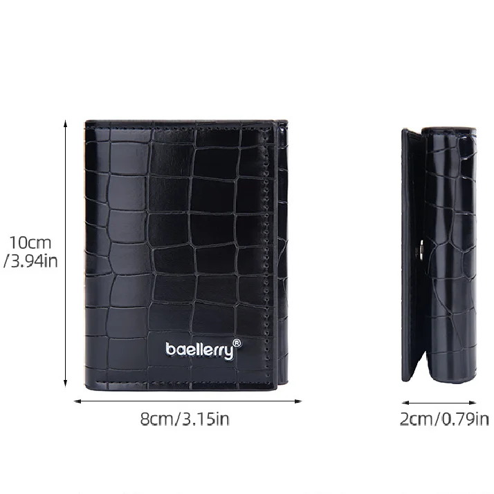baellerry pop up minimalist wallet pu leather Crocodile Texture RFID Aluminum Slim Pocket trifold money pocket pop up wallet