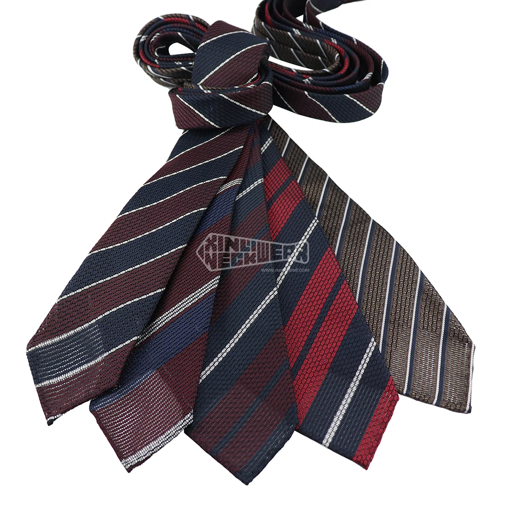 Elegant Jacquard Stripe Garza Fine Man Neckwear Custom Pattern Silk Neck Tie Grenadine Mens Dress Ties