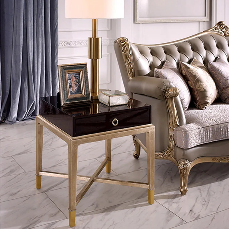 Modern Customized Light Luxury Royal French Designer Carved Solid Wood Upholstered Living Room Sectional Genuine Leather Sofa