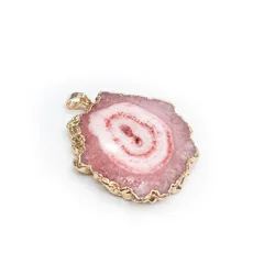 High Quality Natural Rough Crystal Healing Sun Flower Agate Geode Raw Gemstone Jewelry Irregular Exotic Charm Necklace Pendant
