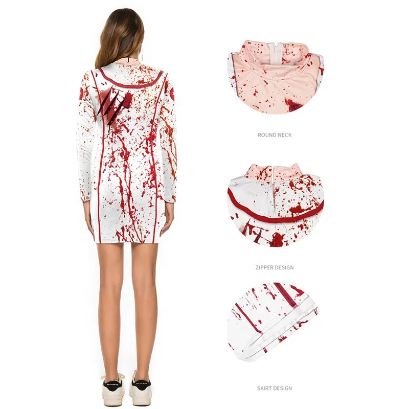 Горячая Распродажа, одежда для девочек, Клубное платье, косплей, костюмы на Хэллоуин, женская сексуальная форма медсестры с зомби