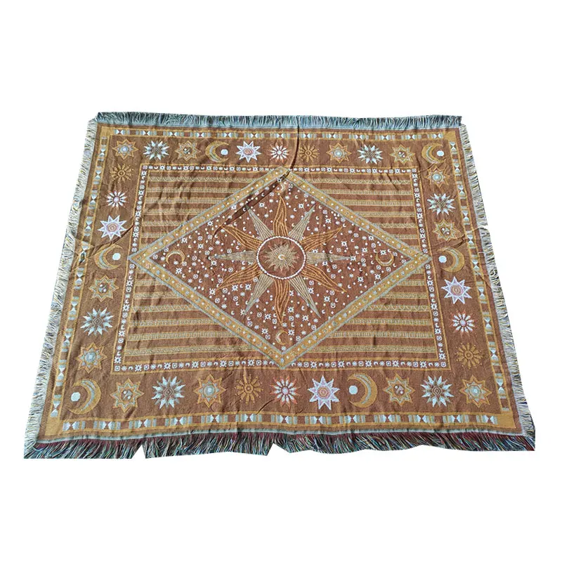 100% переработанный хлопок, гобелен, геометрические Пледы для путешествий, кемпинга, пляжа, богемные тканые одеяла на заказ