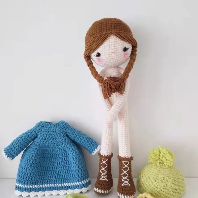 Handmade Crochet Wool Doll Rabbit Animal Stuffed Plush Toy Baby Soothing Baby Sleeping Doll
