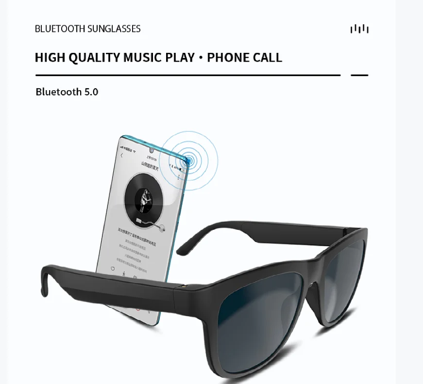 Sunglasses Fashion 2022 New Technology True Wireless Smart UV 400 Polarized Mens Bone Conduction Wireless Smart Sunglasses